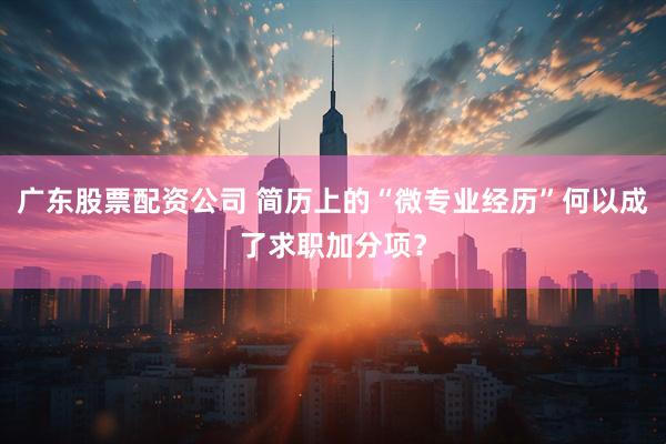 广东股票配资公司 简历上的“微专业经历”何以成了求职加分项？